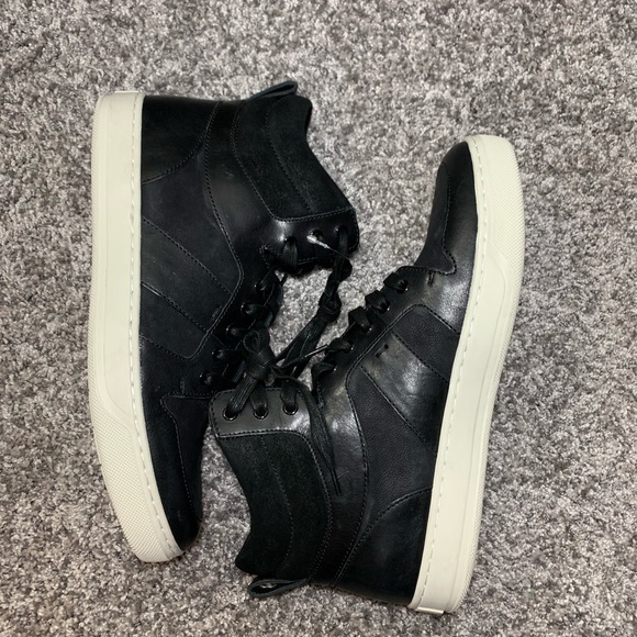 Vince men’s Adam black leather high- top sneakers - Picture 4 of 6